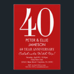 Invitaciones de Aniversario Simple Rojo y Blanco M<br><div class="desc">Una invitación al aniversario,  sencilla y moderna,  en rojo y blanco. Perfecto para aniversarios de hito como el 5,  10,  15,  20,  25,  30,  35,  40,  45,  50,  55,  60... ¡o cualquier año!</div>