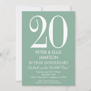 Invitaciones de aniversario simples modernas verde