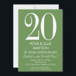 Invitaciones de aniversario simples modernas verde<br><div class="desc">Una invitación de aniversario simple y moderna verde musgo y blanca. Perfecta para aniversarios de bodas como 5,  10,  15,  20,  25,  30,  35,  40,  45,  50,  55,  60 ...  ¡o cualquier año!</div>