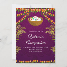 invitaciones de Annaprasan para alimentar con arro