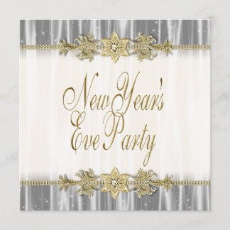 Invitaciones de Año Nuevo Elegantes de Oro Negro