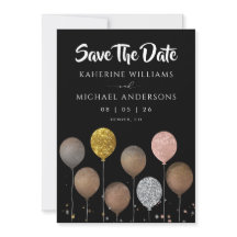 Invitaciones de Aviso de Fecha de Boda con Globo d