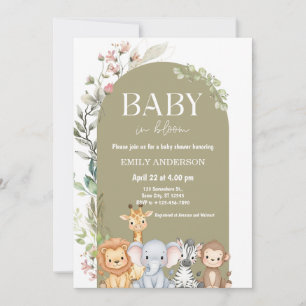 Invitaciones de baby shower Boho Safari Selva Anim