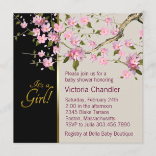 Invitaciones de Baby Shower con Flor de Cerezo Ros