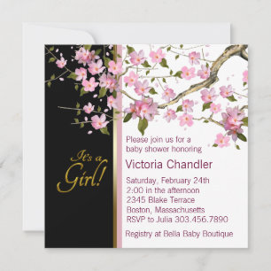 Invitaciones de Baby Shower con Flor de Cerezo Ros