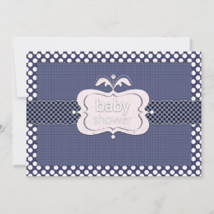 Invitaciones de baby shower con lunares azules mar