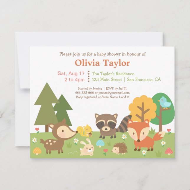 Invitaciones de Baby Shower con Tema de Animales d (Anverso)