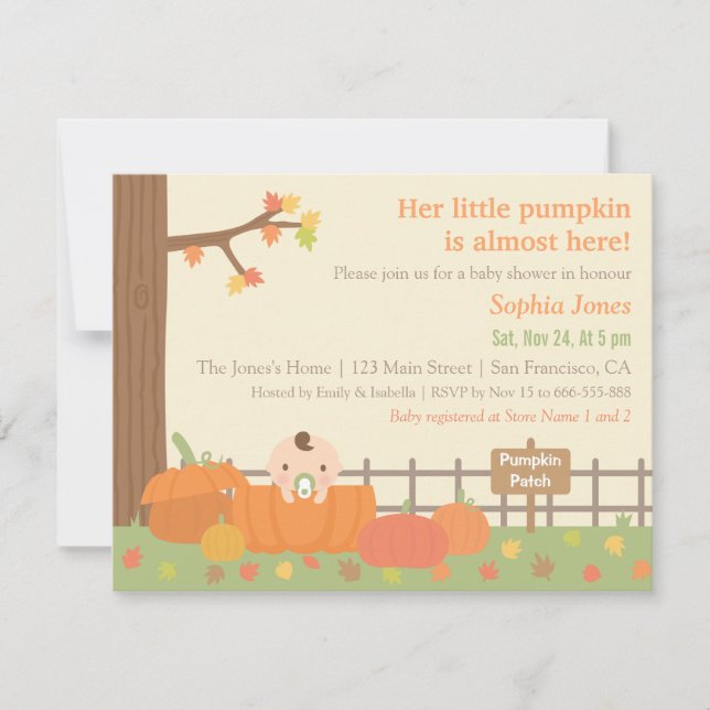 Invitaciones de Baby Shower con Tema de Otoño para (Anverso)