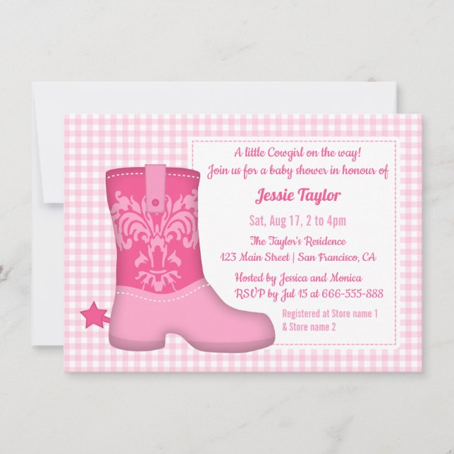 Invitaciones de baby shower con tema western de bo (Anverso)