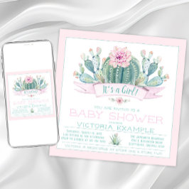 Invitaciones de Baby Shower de Cactus Lindos