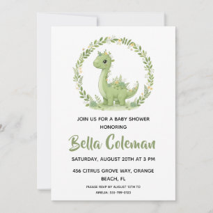 Invitaciones de baby shower de dinosaurio bebé con
