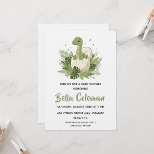 Invitaciones de baby shower de dinosaurio bebé con