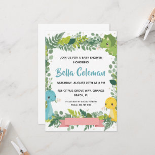 Invitaciones de baby shower de dinosaurio bebé con