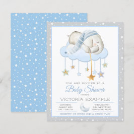 Invitaciones de baby shower de elefante gris azul