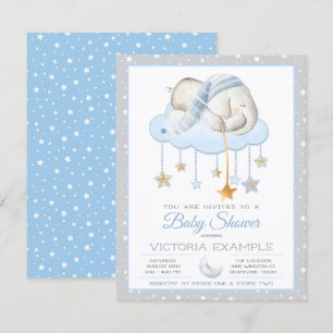 Invitaciones de baby shower de elefante gris azul 