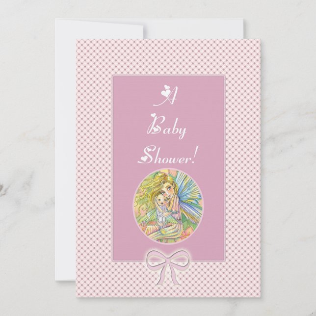 Invitaciones de baby shower de Hada Rosa (Anverso)