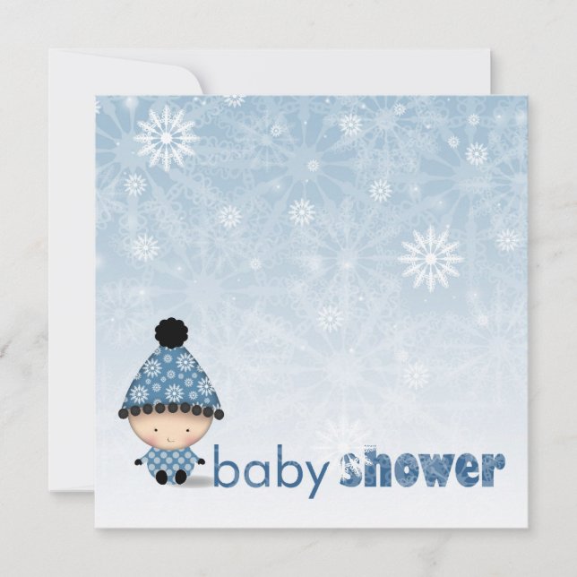 Invitaciones de baby shower de invierno copos de n (Anverso)