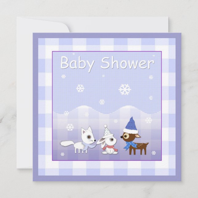 Invitaciones de Baby Shower de Invierno Zorro Cone (Anverso)