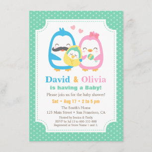 Invitaciones de Baby Shower de la Familia de Pingü