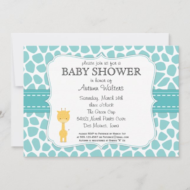 Invitaciones de Baby Shower de la jirafa (Anverso)