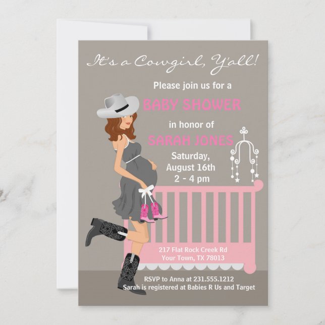 Invitaciones de Baby Shower de la vaquera - (Anverso)