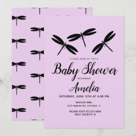 Invitaciones de Baby Shower de Libélulas Negras  B