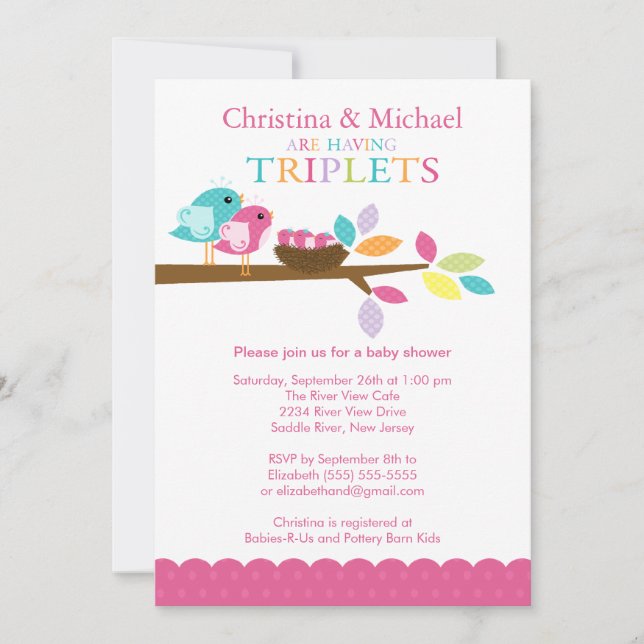 Invitaciones de Baby Shower de los tríos de la (Anverso)