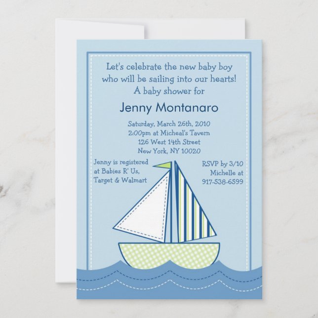 Invitaciones de Baby Shower de los veleros de los (Anverso)