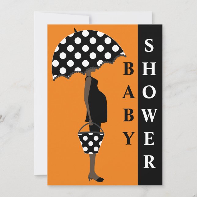 Invitaciones de Baby Shower de Lunares {Naranja} (Anverso)