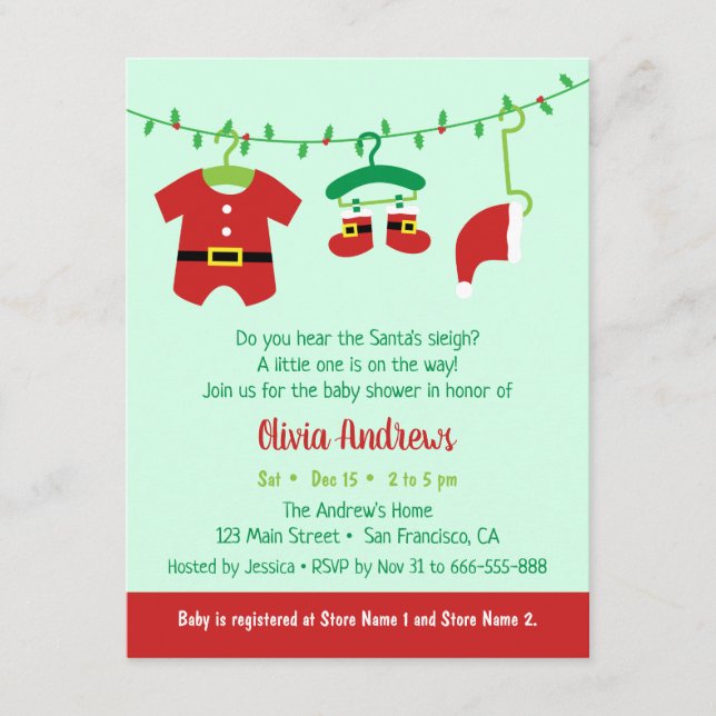 Invitaciones de baby shower de Navidad de diciembr (Anverso)
