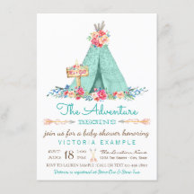 Invitaciones de Baby Shower de Niña Boho TeePee Rú