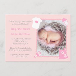 Invitaciones de Baby Shower de Niña con Juguetes y