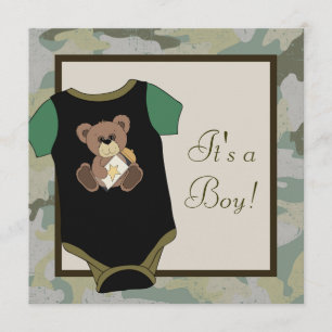 Invitaciones de baby shower de niño con camuflaje 