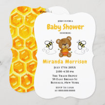 Invitaciones de Baby Shower de Osito Teddy Abejorr
