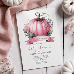 Invitaciones de Baby Shower de Otoño Niña Calabaci