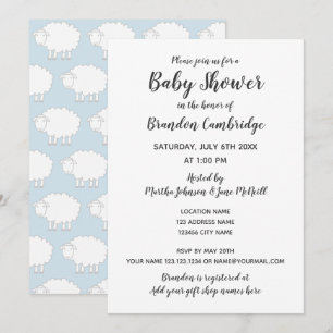 Invitaciones de baby shower de ovejas lindas para 