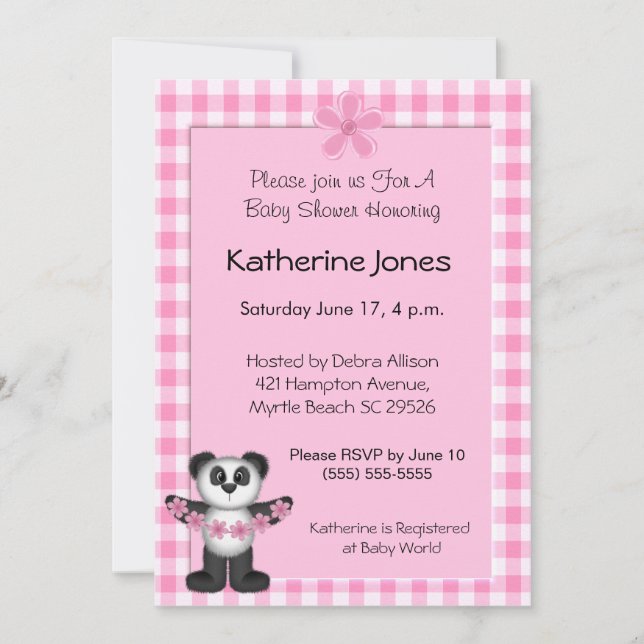 Invitaciones de Baby Shower de Panda Bear (Anverso)