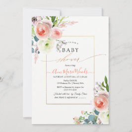 Invitaciones de Baby Shower de Peonías Rosadas con