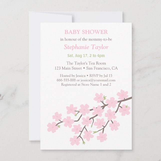 Invitaciones de Baby Shower de primavera con flor  (Anverso)