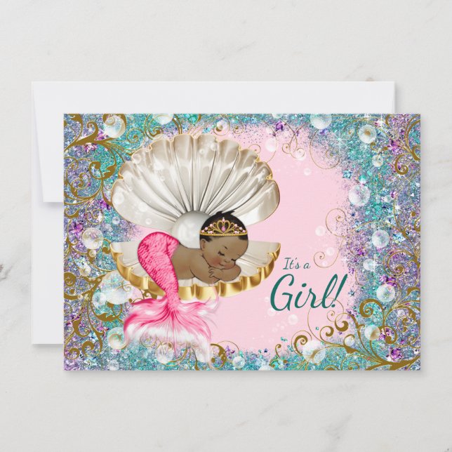 Invitaciones de Baby Shower de Sirena Étnica (Anverso)