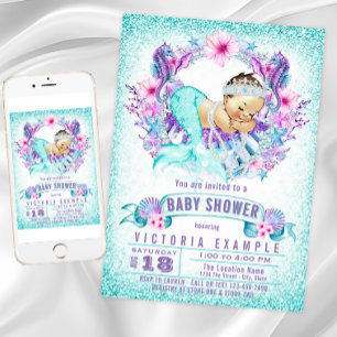 Invitaciones de Baby Shower de Sirenita Bebé Adora