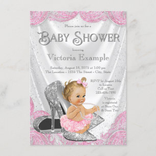 Invitaciones de baby shower de zapato de tacón alt
