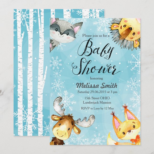 Invitaciones de Baby Shower del arbolado del (Anverso / Reverso)