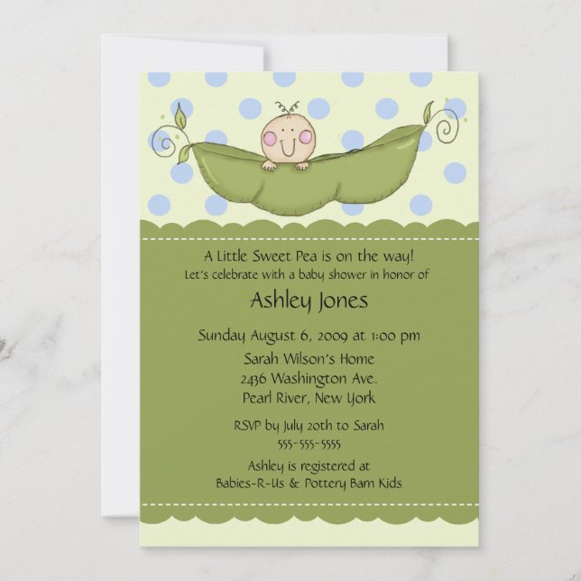 Invitaciones de Baby Shower del bebé de la vaina (Anverso)