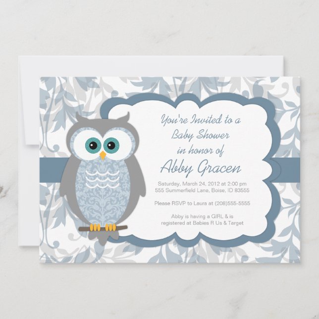 Invitaciones de Baby Shower del búho para los (Anverso)