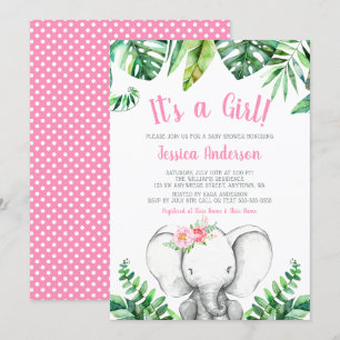 Invitaciones de Baby Shower del chica del elefante