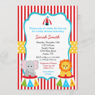 Invitaciones de Baby Shower del circo del carnaval