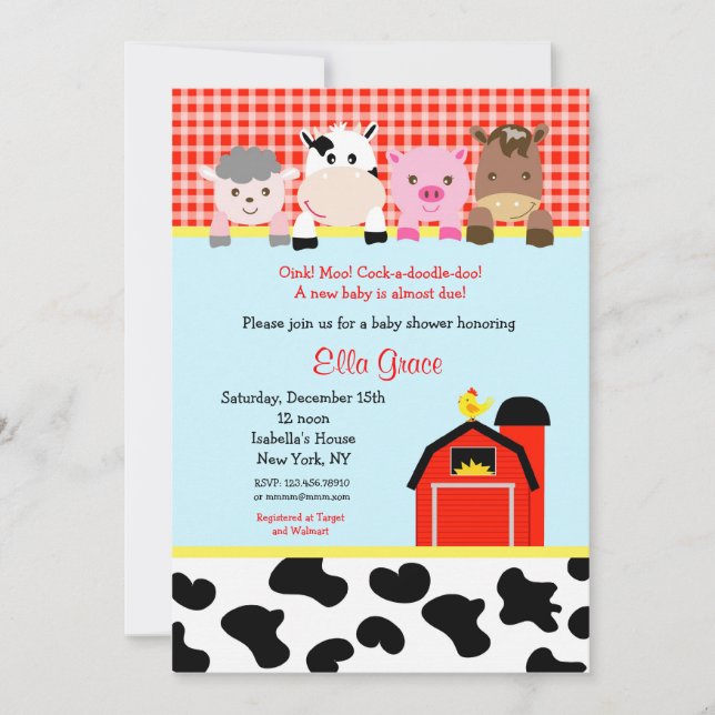 Invitaciones de Baby Shower del corral de la (Anverso)