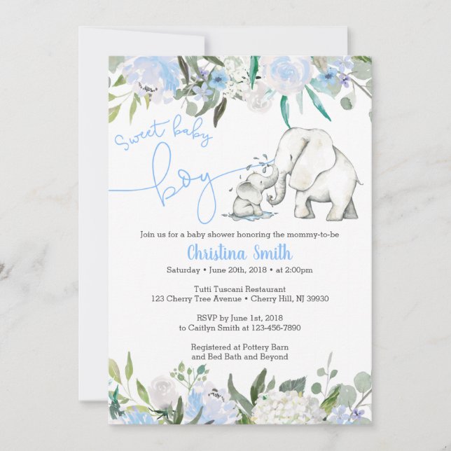 Invitaciones de Baby Shower del elefante para un (Anverso)