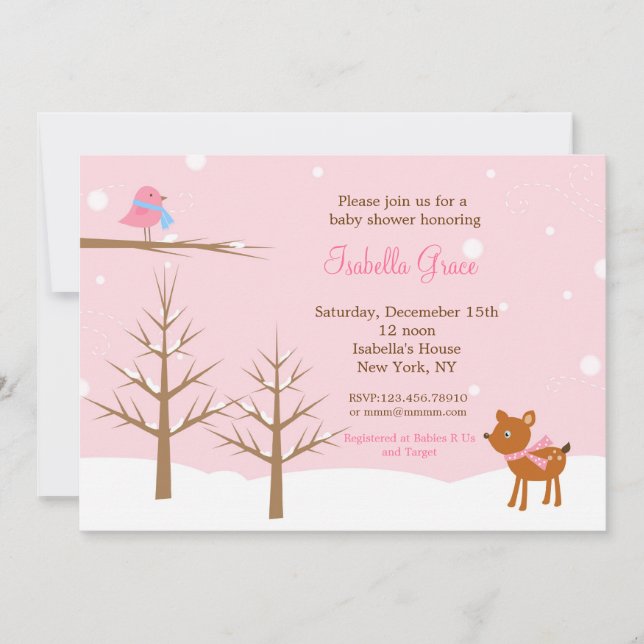 Invitaciones de Baby Shower del invierno (Anverso)